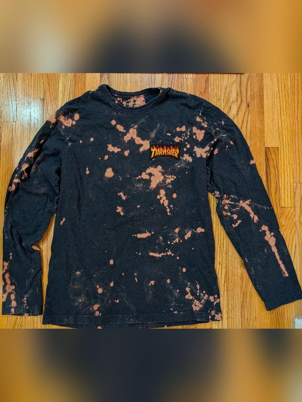 Thrasher Bleach Tie Dyed Long Sleeve Upcycled Shirt